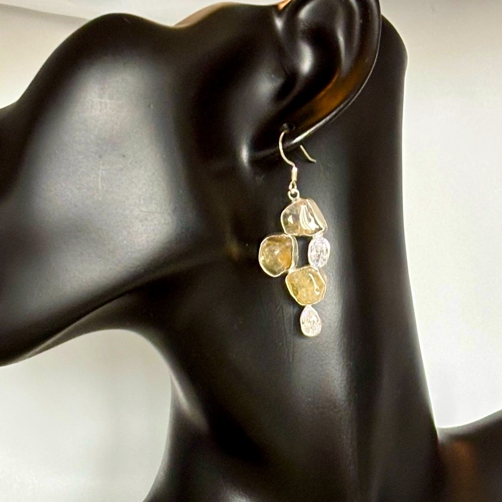 Raw Citrine Sterling Silver Earrings